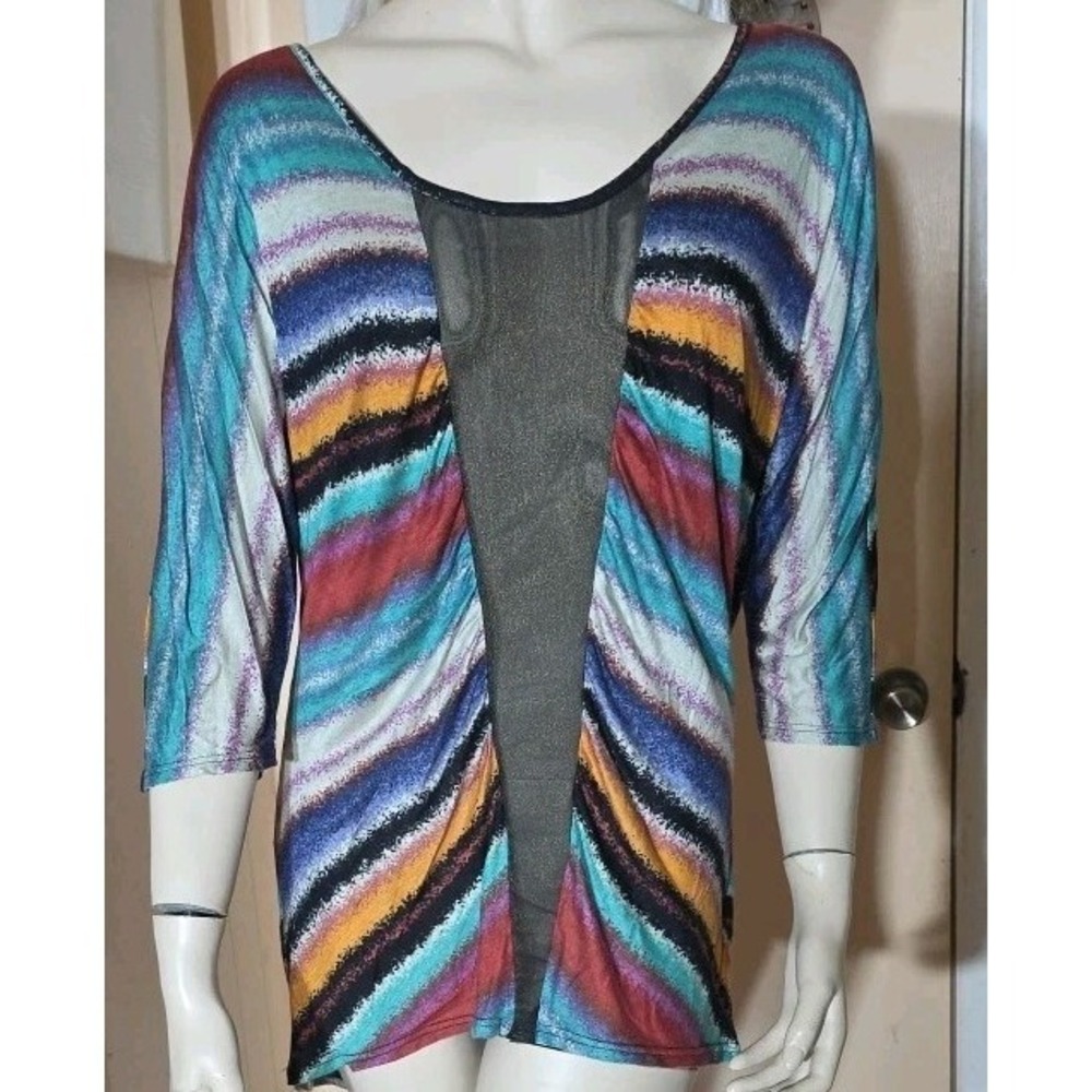 Y2K Daytrip Women's Striped Open Back‎ Shear Top Large